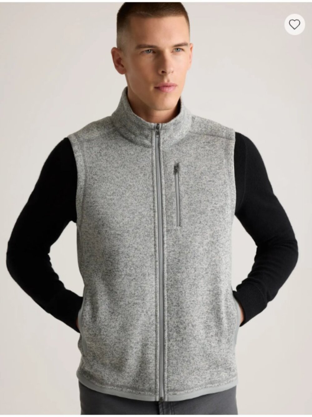 NWT Quince Men’s Sweater-Knit Fleece Full-Zip Vest - Heather Grey - Medium (330)